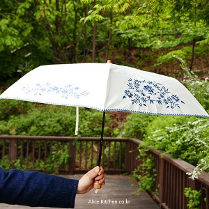 UV컷 90% 일본 양산 (양우산 겸용) - 보헤미안 자수 3단 경량 양산-  아이보리