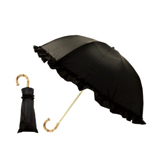 차광 100% 일본 암막 양산 (양우산 겸용) - 깊은 돔형 스타일 경량 양산 - 블랙