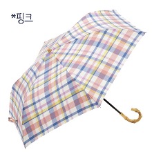 UV컷 90% 일본 양산 (양우산 겸용) - 깅엄 체크 3단 - 핑크