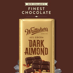 [뉴질랜드 프리미엄 초콜릿!!]휘태커스 초콜릿-62% 다크 아몬드 블럭 200g