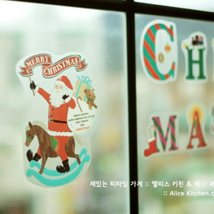 크리스마스 월 스티커- 알파벳 + 산타(거실창이나 아이들 방에 붙여보세요!)